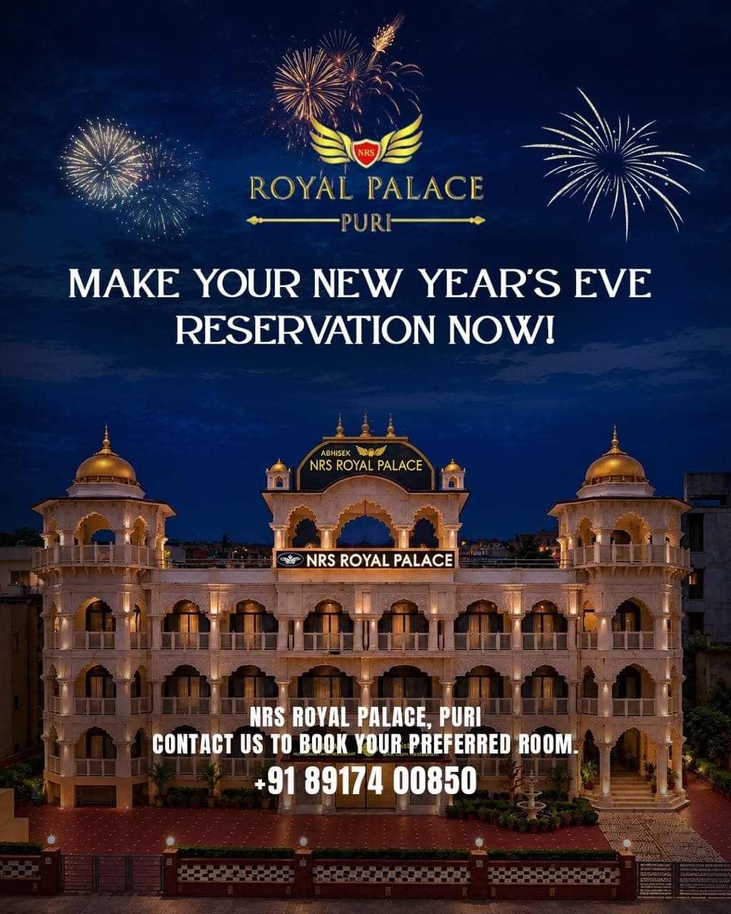 Make your New Year's Eve reservation now — NRS Royal Palace, Puri